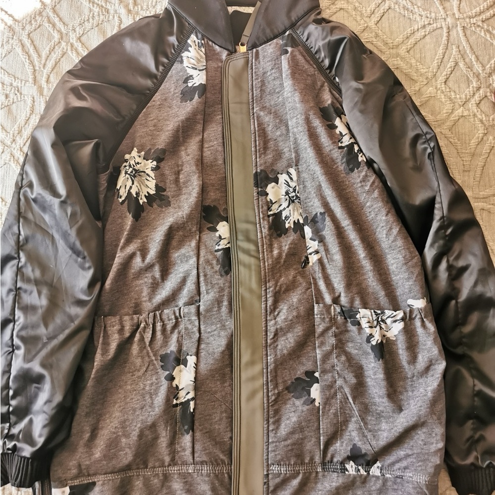 Lululemon Floral Gray and Black Bomber both ways Jacket